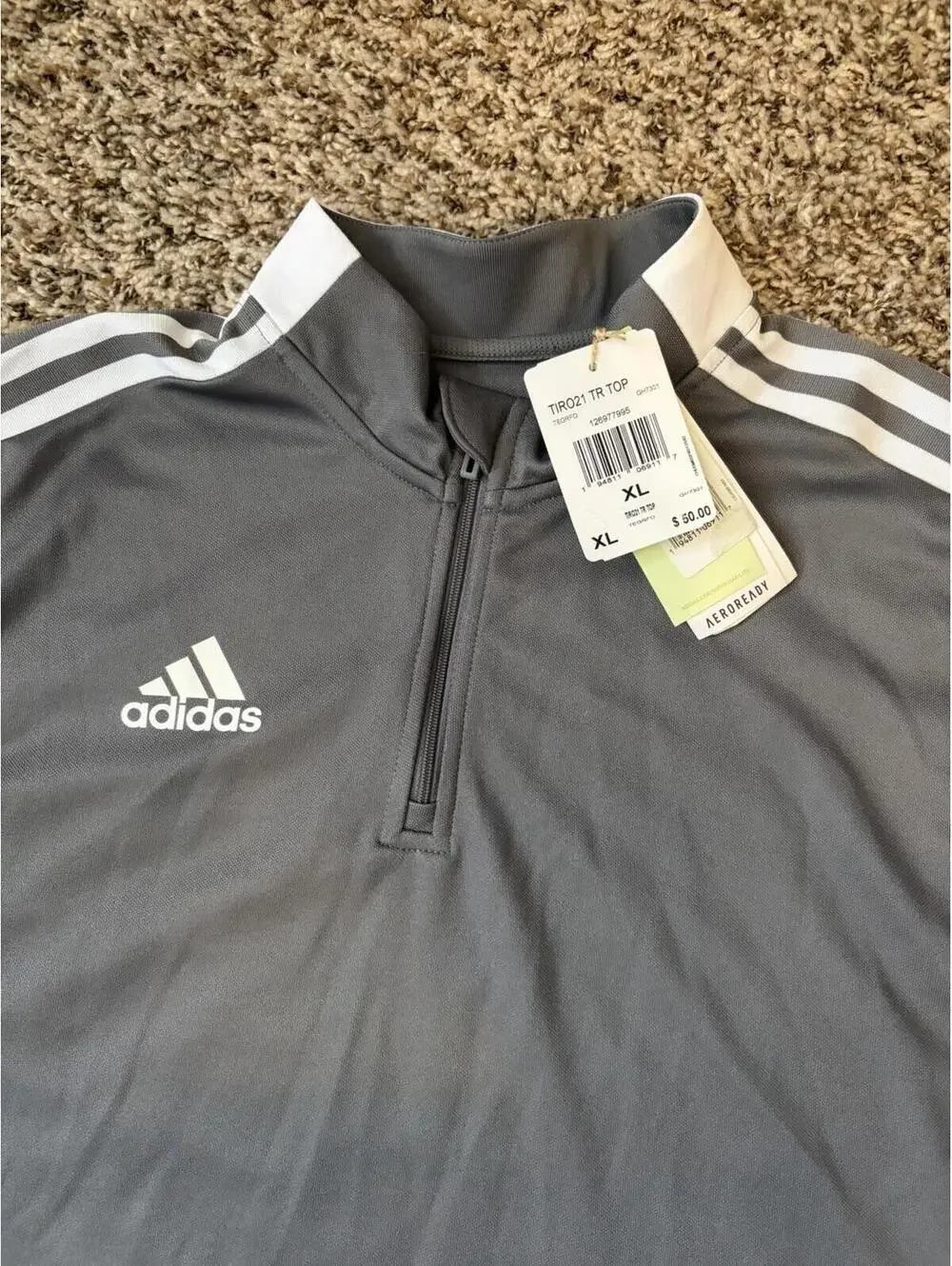 Adidas Men’s Tiro 21 TR Sweatshirt Soccer Football Track Top Size XL Gray New